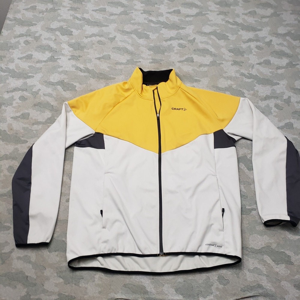 Craft Running Jacket Mens Large Gray Full Zip Pockets Color Block Outdoors